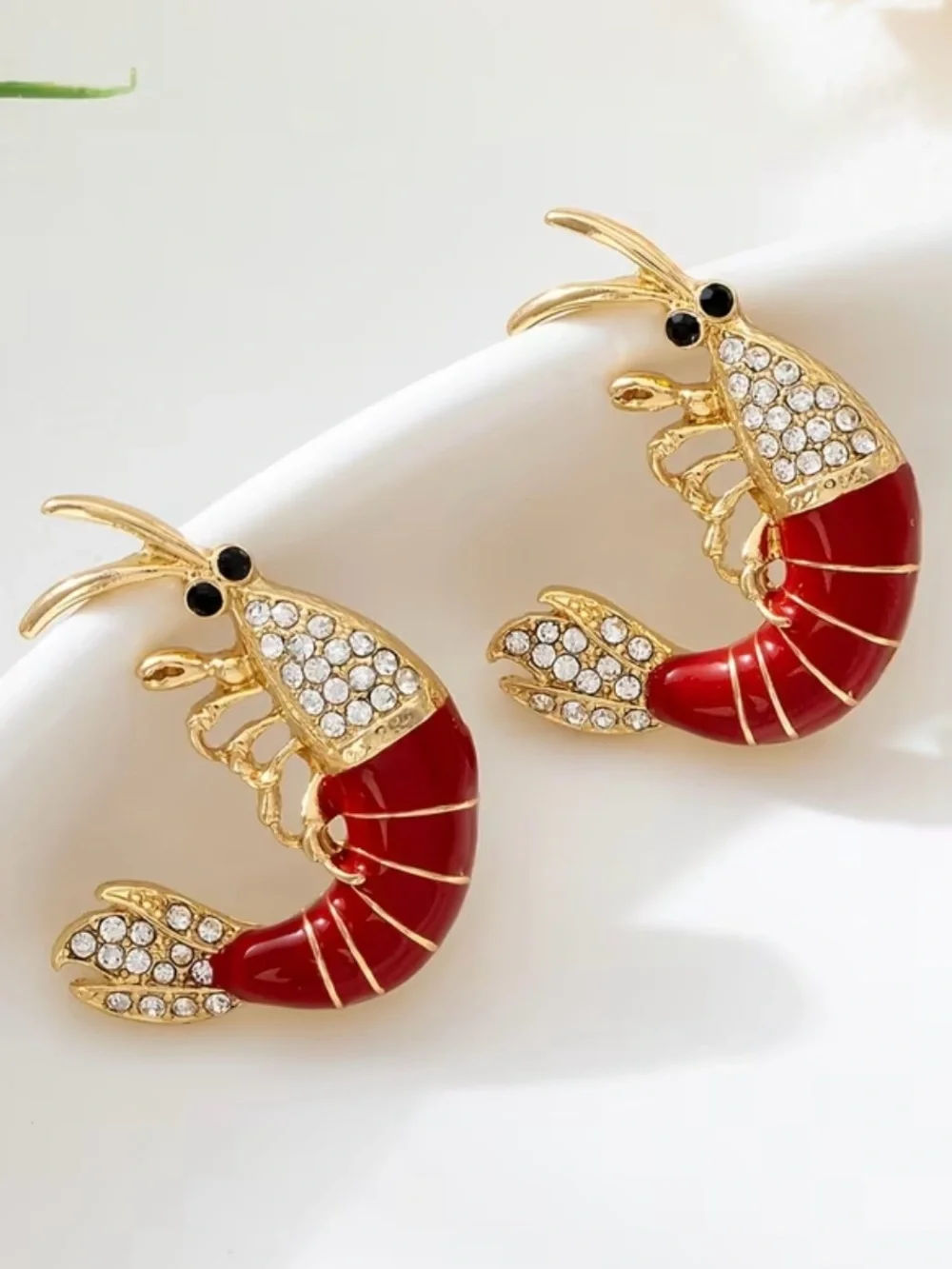 NEW! Red Shrimp Statement Earrings. Unique Earrings 🦐 A2-66
